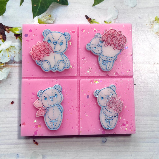 I Love You Berry Much ~ Teddy Bear Wax Melt Snap Slab