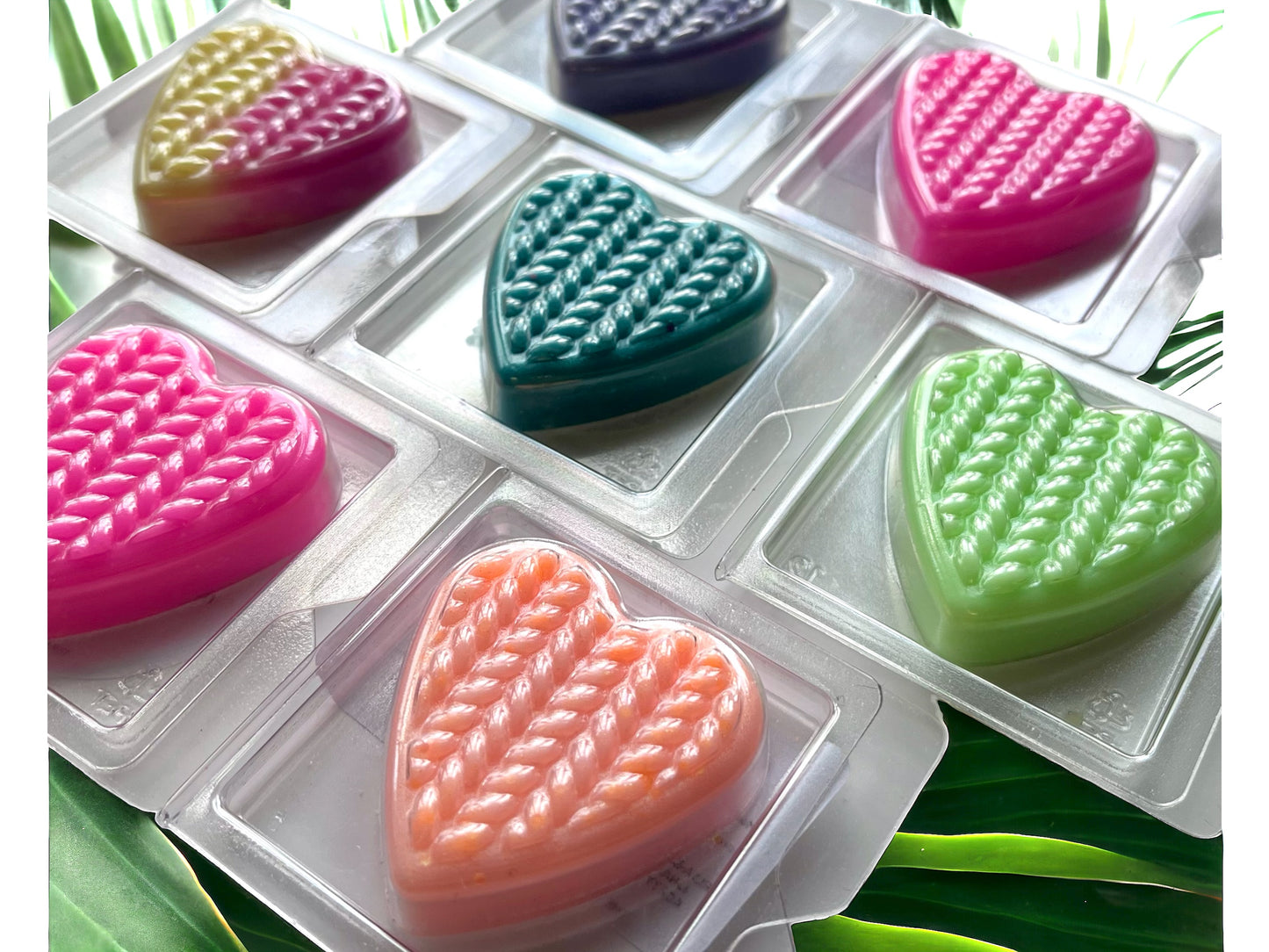 7 For Price Of 5 ~ Knitted Heart Mini Clam ~ Fruit, Confectionary, Bakery & Drink Scents ~ Mix & Match